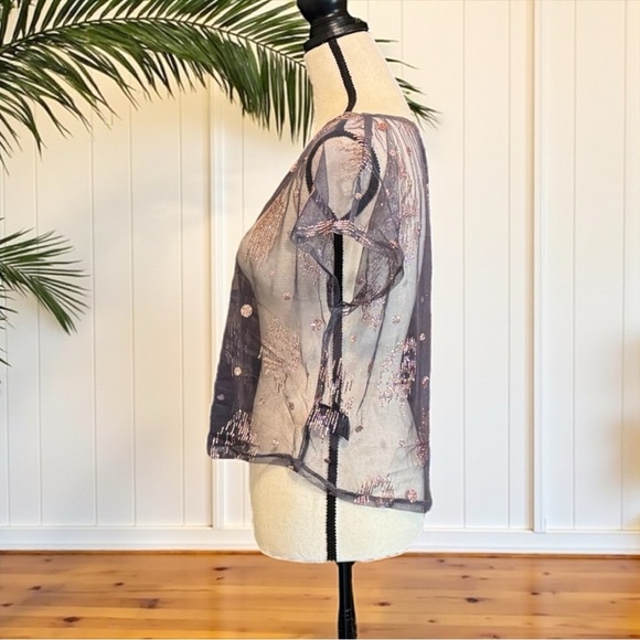 Forever 21 XXI Sheer Glitter Mesh Top - Size Small - Picture 4 of 11